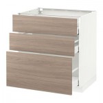 МЕТОД / МАКСИМЕРА Напольный шкаф с 3 ящиками - 80x60 см, Брокхульт под грецкий орех светло-серый, белый МЕТОД / МАКСИМЕРА Напольный шкаф с 3 ящиками - 80x60 см, Брокхульт под грецкий орех светло-серый, белый