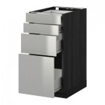 МЕТОД / ФОРВАРА Напольн шкаф 4 фронт панели/4 ящика - 40x60 см, Гревста нержавеющ сталь, под дерево черный МЕТОД / ФОРВАРА Напольн шкаф 4 фронт панели/4 ящика - 40x60 см, Гревста нержавеющ сталь, под дерево черный