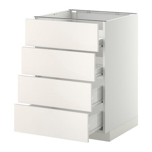 МЕТОД / ФОРВАРА Напольн шкаф 4 фронт панели/4 ящика - белый, Веддинге белый, 60x60 см