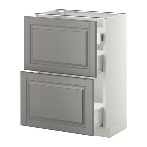 МЕТОД / ФОРВАРА Нап шкаф 2 фрнт пнл/1низк/2ср ящ - белый, Будбин серый, 60x37 см