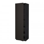 МЕТОД Высок шкаф с полками - под дерево черный, Кунгсбакка антрацит, 60x60x200 см МЕТОД Высок шкаф с полками - под дерево черный, Кунгсбакка антрацит, 60x60x200 см