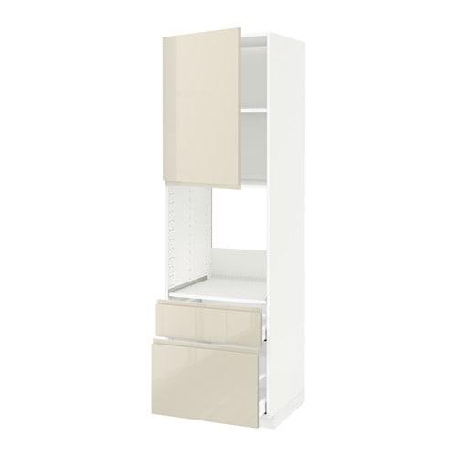 МЕТОД / МАКСИМЕРА Выс шк д/дхвк+двр/2фрнт/1срд/1вс ящ - белый, Воксторп глянцевый светло-бежевый, 60x60x200 см