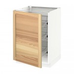 МЕТОД Напольный шкаф с проволочн ящиками - белый, Торхэмн естественный ясень, 60x60 см МЕТОД Напольный шкаф с проволочн ящиками - белый, Торхэмн естественный ясень, 60x60 см