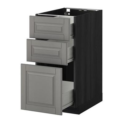 МЕТОД / ФОРВАРА Напольный шкаф с 3 ящиками - 40x60 см, Будбин серый, под дерево черный МЕТОД / ФОРВАРА Напольный шкаф с 3 ящиками - 40x60 см, Будбин серый, под дерево черный
