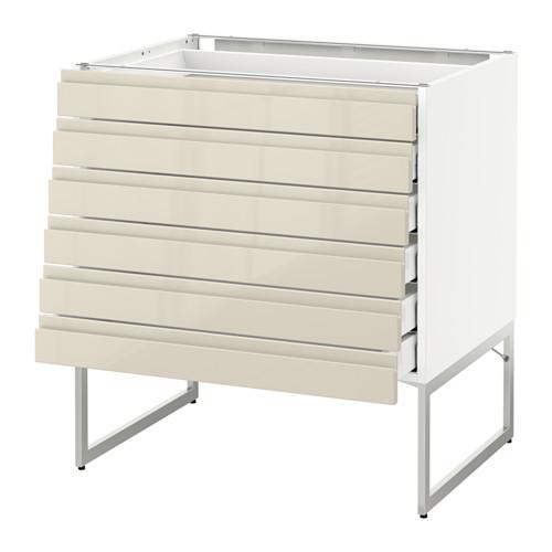 МЕТОД / МАКСИМЕРА Напольн шкаф 6фронт пнл/6 низ ящ - белый, Воксторп глянцевый светло-бежевый, 80x60x60 см МЕТОД / МАКСИМЕРА Напольн шкаф 6фронт пнл/6 низ ящ - белый, Воксторп глянцевый светло-бежевый, 80x60x60 см