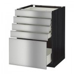 МЕТОД / ФОРВАРА Напольный шкаф с 5 ящиками - 60x60 см, Гревста нержавеющ сталь, под дерево черный МЕТОД / ФОРВАРА Напольный шкаф с 5 ящиками - 60x60 см, Гревста нержавеющ сталь, под дерево черный