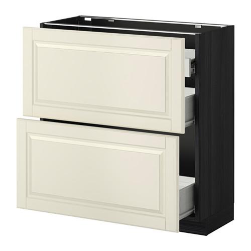 МЕТОД / ФОРВАРА Нап шкаф 2 фрнт пнл/1низк/2ср ящ - под дерево черный, Будбин белый с оттенком, 80x37 см МЕТОД / ФОРВАРА Нап шкаф 2 фрнт пнл/1низк/2ср ящ - под дерево черный, Будбин белый с оттенком, 80x37 см