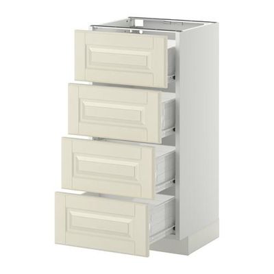 МЕТОД / ФОРВАРА Напольн шкаф 4 фронт панели/4 ящика - 40x37 см, Будбин белый с оттенком, белый