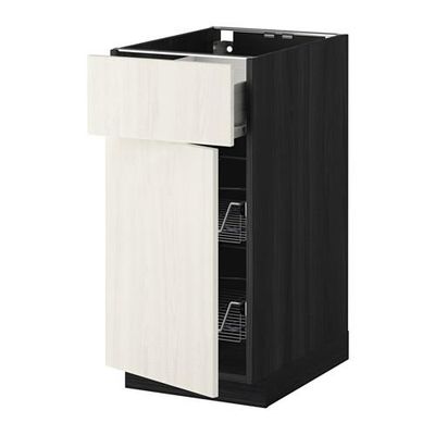 МЕТОД / ФОРВАРА Напольн шкаф с пров корз/ящ/дверью - 40x60 см, Росдаль белый ясень, под дерево черный
