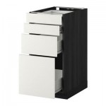 МЕТОД / ФОРВАРА Напольн шкаф 4 фронт панели/4 ящика - 40x60 см, Хэггеби белый, под дерево черный МЕТОД / ФОРВАРА Напольн шкаф 4 фронт панели/4 ящика - 40x60 см, Хэггеби белый, под дерево черный