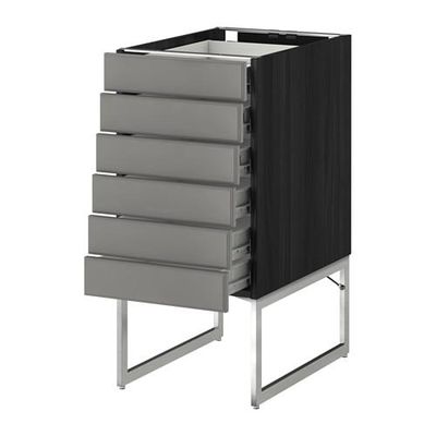 МЕТОД / ФОРВАРА Напольн шкаф 6фронт пнл/6 низ ящ - 40x60x60 см, Будбин серый, под дерево черный МЕТОД / ФОРВАРА Напольн шкаф 6фронт пнл/6 низ ящ - 40x60x60 см, Будбин серый, под дерево черный