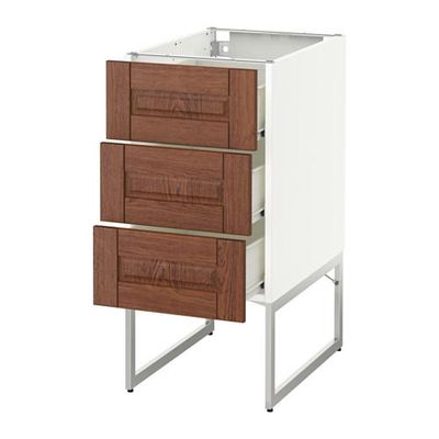 МЕТОД / ФОРВАРА Нплн шк 3 фрнт/3 средн ящика - 40x60x60 см, Филипстад коричневый, белый