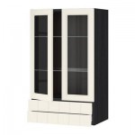 МЕТОД / МАКСИМЕРА Навесной шкаф/2 стек дв/2 ящика - 60x100 см, Хитарп белый с оттенком, под дерево черный МЕТОД / МАКСИМЕРА Навесной шкаф/2 стек дв/2 ящика - 60x100 см, Хитарп белый с оттенком, под дерево черный