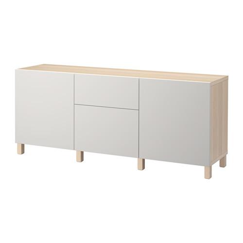 БЕСТО Комбинация для хранения с ящиками - под беленый дуб/Лаппвикен светло-серый, направляющие ящика, плавно закр БЕСТО Комбинация для хранения с ящиками - под беленый дуб/Лаппвикен светло-серый, направляющие ящика, плавно закр