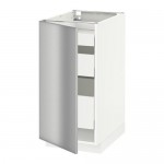 МЕТОД / МАКСИМЕРА Напольный шкаф с 1двр/3ящ - белый, Гревста нержавеющ сталь, 40x60 см МЕТОД / МАКСИМЕРА Напольный шкаф с 1двр/3ящ - белый, Гревста нержавеющ сталь, 40x60 см