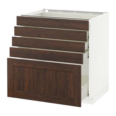 МЕТОД / ФОРВАРА Напольный шкаф с 5 ящиками - 80x60 см, Эдсерум под дерево коричневый, белый МЕТОД / ФОРВАРА Напольный шкаф с 5 ящиками - 80x60 см, Эдсерум под дерево коричневый, белый