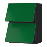 МЕТОД Навесной шкаф/2 дверцы, горизонтал - 60x80 см, под дерево черный, Флэди зеленый