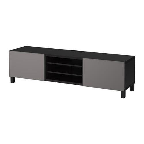 БЕСТО Тумба д/ТВ с ящиками - черно-коричневый/Грундсвикен темно-серый, направляющие ящика,нажимные БЕСТО Тумба д/ТВ с ящиками - черно-коричневый/Грундсвикен темно-серый, направляющие ящика,нажимные