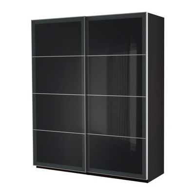 ПАКС Гардероб с раздвижными дверьми - черно-коричневый, 200x66x236 см
