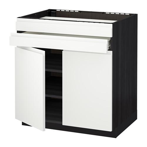 МЕТОД / ФОРВАРА Нап шк д/вар панели/2ящ/2фасада/1ящ - под дерево черный, Воксторп белый