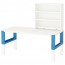 ПОЛЬ Письменн стол с полками - белый/синий