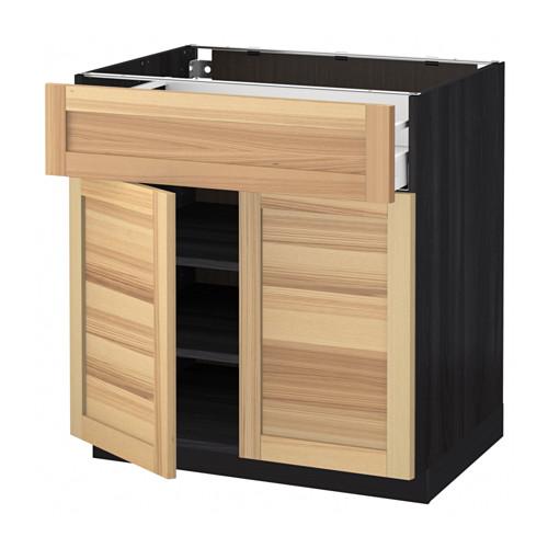 МЕТОД / МАКСИМЕРА Напольный шкаф+ящик/2дверцы - под дерево черный, Торхэмн естественный ясень, 80x60 см МЕТОД / МАКСИМЕРА Напольный шкаф+ящик/2дверцы - под дерево черный, Торхэмн естественный ясень, 80x60 см