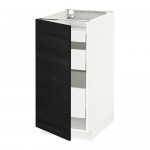 МЕТОД / МАКСИМЕРА Напольный шкаф с 1двр/3ящ - белый, Тингсрид под дерево черный, 40x60 см