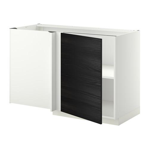 МЕТОД Угловой напольный шкаф с полкой - белый, Тингсрид под дерево черный МЕТОД Угловой напольный шкаф с полкой - белый, Тингсрид под дерево черный