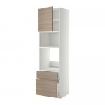 МЕТОД / МАКСИМЕРА Высок шкаф д/духовки/СВЧ/дверца/2ящ - 60x60x220 см, Брокхульт под грецкий орех светло-серый, белый МЕТОД / МАКСИМЕРА Высок шкаф д/духовки/СВЧ/дверца/2ящ - 60x60x220 см, Брокхульт под грецкий орех светло-серый, белый