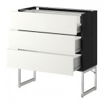 МЕТОД / ФОРВАРА Напольн шкаф 3фронт пнл/2низ/2ср ящ - 80x37x60 см, Хэггеби белый, под дерево черный МЕТОД / ФОРВАРА Напольн шкаф 3фронт пнл/2низ/2ср ящ - 80x37x60 см, Хэггеби белый, под дерево черный