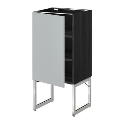 МЕТОД Напольный шкаф с полками - 40x37x60 см, Веддинге серый, под дерево черный