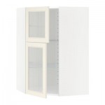 МЕТОД Углов навесной шкаф+полки/2 сткл дв - белый, Хитарп белый с оттенком