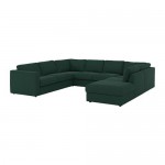 ВИМЛЕ 6-местный п-образный диван - с открытым торцом/Гуннаред темно-зеленый