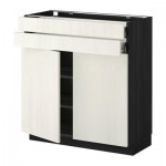 МЕТОД / ФОРВАРА Напольный шкаф/2дверцы/2ящика - Росдаль белый ясень, под дерево черный МЕТОД / ФОРВАРА Напольный шкаф/2дверцы/2ящика - Росдаль белый ясень, под дерево черный