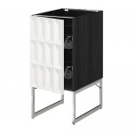 МЕТОД Напольный шкаф с проволочн ящиками - под дерево черный, Гэррестад белый, 40x60x60 см