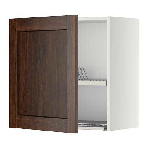МЕТОД Шкаф навесной с сушкой - белый, Эдсерум под дерево коричневый, 60x60 см