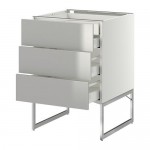 МЕТОД / МАКСИМЕРА Напольн шкаф 3фронт пнл/2низ/2ср ящ - белый, Гревста нержавеющ сталь, 60x60x60 см МЕТОД / МАКСИМЕРА Напольн шкаф 3фронт пнл/2низ/2ср ящ - белый, Гревста нержавеющ сталь, 60x60x60 см