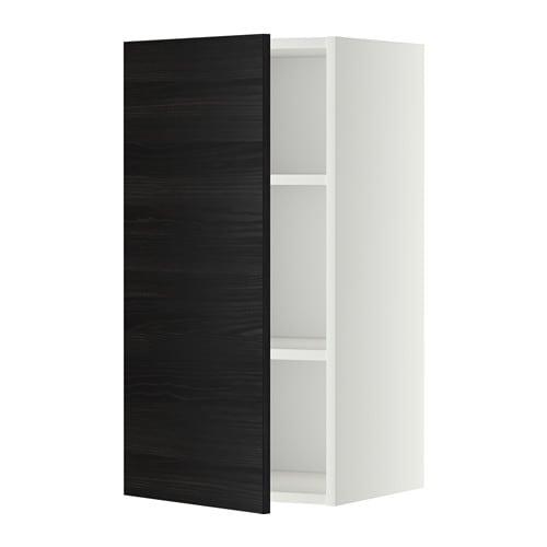 МЕТОД Шкаф навесной с полкой - белый, Тингсрид под дерево черный, 40x80 см МЕТОД Шкаф навесной с полкой - белый, Тингсрид под дерево черный, 40x80 см