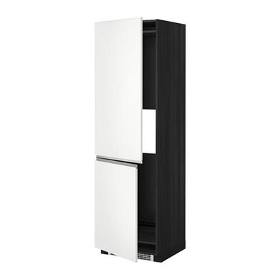 МЕТОД Выс шкаф д/холодильн или морозильн - 60x60x200 см, Нодста белый/алюминий, под дерево черный