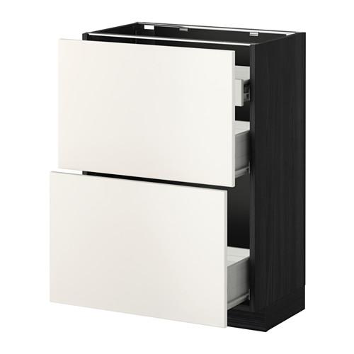 МЕТОД / ФОРВАРА Нап шкаф 2 фрнт пнл/1низк/2ср ящ - под дерево черный, Веддинге белый, 60x37 см МЕТОД / ФОРВАРА Нап шкаф 2 фрнт пнл/1низк/2ср ящ - под дерево черный, Веддинге белый, 60x37 см