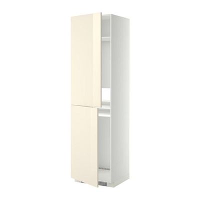 МЕТОД Высок шкаф д холодильн/мороз - 60x60x220 см, Рингульт глянцевый кремовый, белый