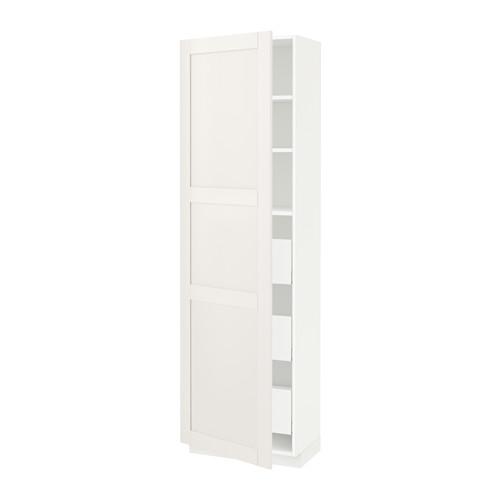 МЕТОД / МАКСИМЕРА Высокий шкаф с ящиками - белый, Сэведаль белый, 60x37x200 см