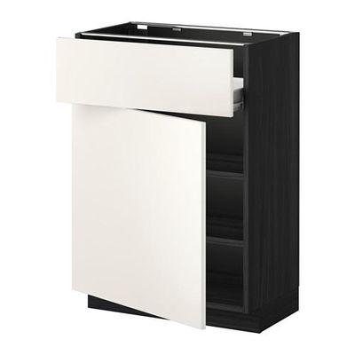 МЕТОД / ФОРВАРА Напольн шкаф с полкой/ящиком/дверью - под дерево черный, Веддинге белый, 60x37 см МЕТОД / ФОРВАРА Напольн шкаф с полкой/ящиком/дверью - под дерево черный, Веддинге белый, 60x37 см