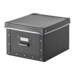 ФЬЕЛЛА Коробка с крышкой - темно-серый, 22x26x16 см