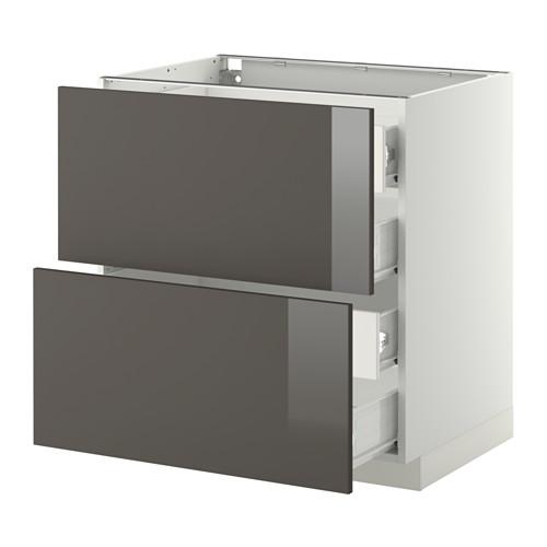 МЕТОД / ФОРВАРА Напольн шкаф 2 фронт пнл/4 средн ящ - белый, Рингульт глянцевый серый, 80x60 см МЕТОД / ФОРВАРА Напольн шкаф 2 фронт пнл/4 средн ящ - белый, Рингульт глянцевый серый, 80x60 см