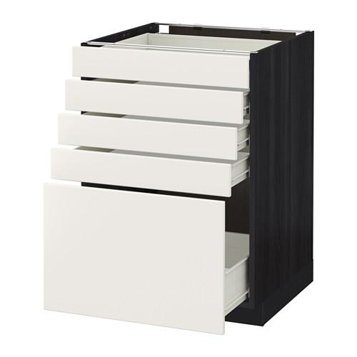 МЕТОД / ФОРВАРА Напольный шкаф с 5 ящиками - под дерево черный, Веддинге белый, 60x60 см