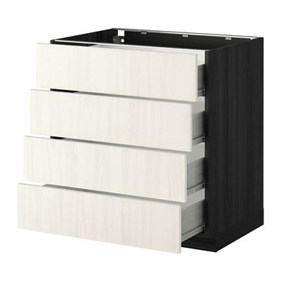 МЕТОД / ФОРВАРА Напольн шкаф 4 фронт панели/4 ящика - 80x60 см, Росдаль белый ясень, под дерево черный МЕТОД / ФОРВАРА Напольн шкаф 4 фронт панели/4 ящика - 80x60 см, Росдаль белый ясень, под дерево черный