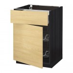 МЕТОД / ФОРВАРА Напольн шкаф с пров корз/ящ/дверью - 60x60 см, Тингсрид под березу, под дерево черный