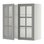 МЕТОД Навесной шкаф с полками/2 стекл дв - белый, Будбин серый, 80x80 см