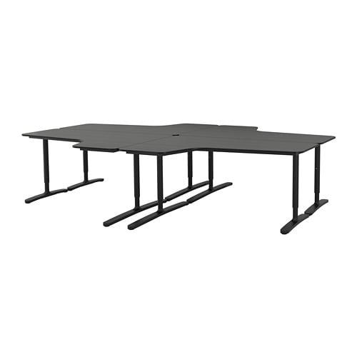 БЕКАНТ Стол, комбинация - ясеневый шпон/черная морилка/черный